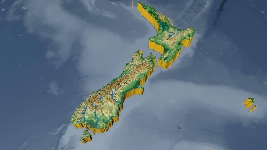 Kaart van 3d-nieuw-zeeland