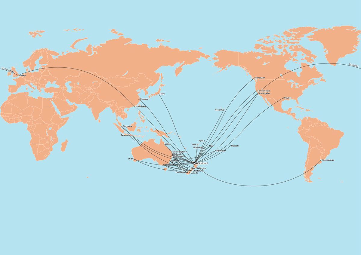 air new zealand route kaart international