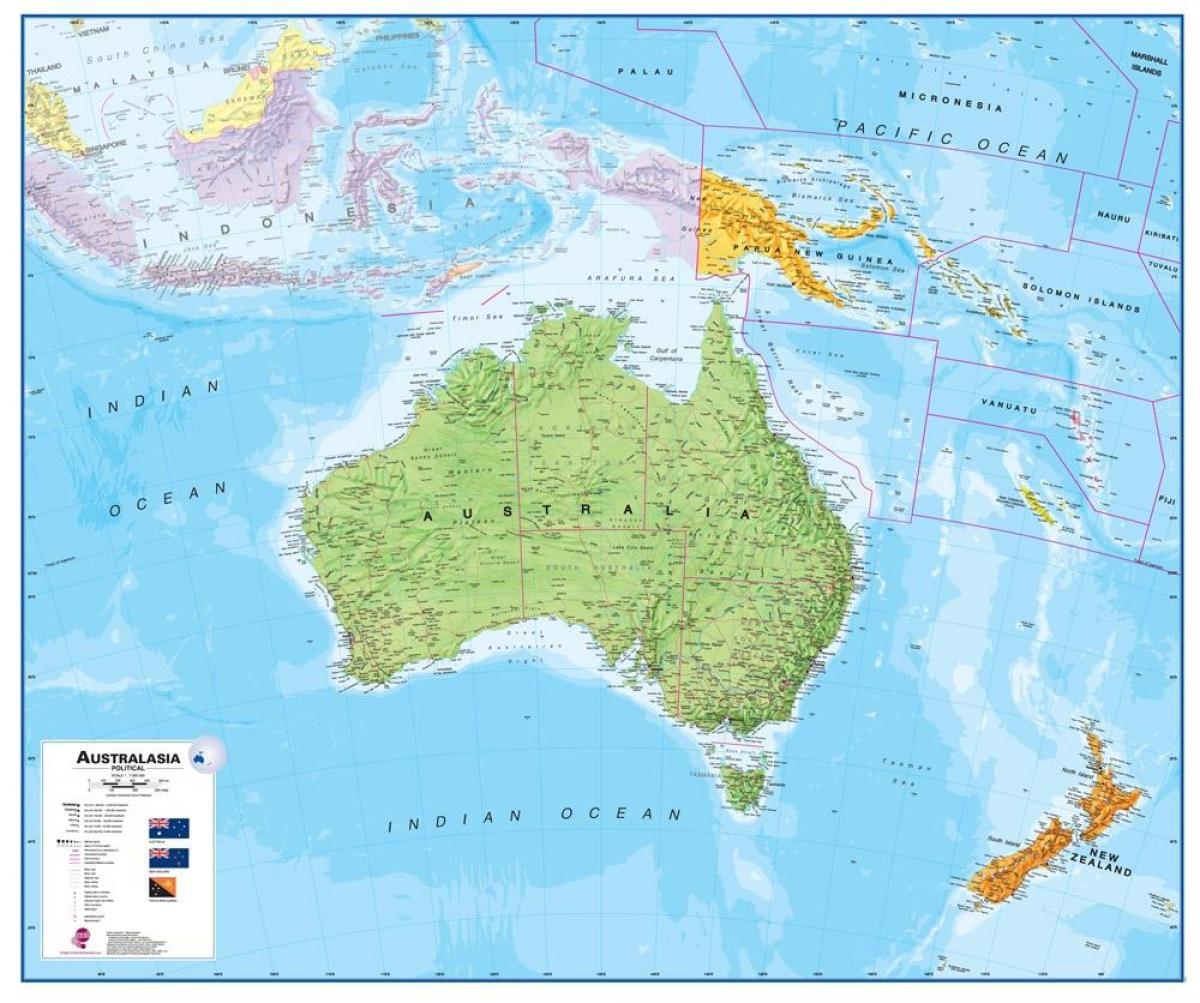 australië nieuw-zeeland kaart