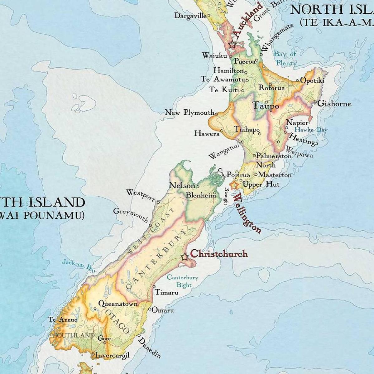 Nieuw-zeeland kaart afdrukken - Kaart van afdrukken (Australië en - Zeeland