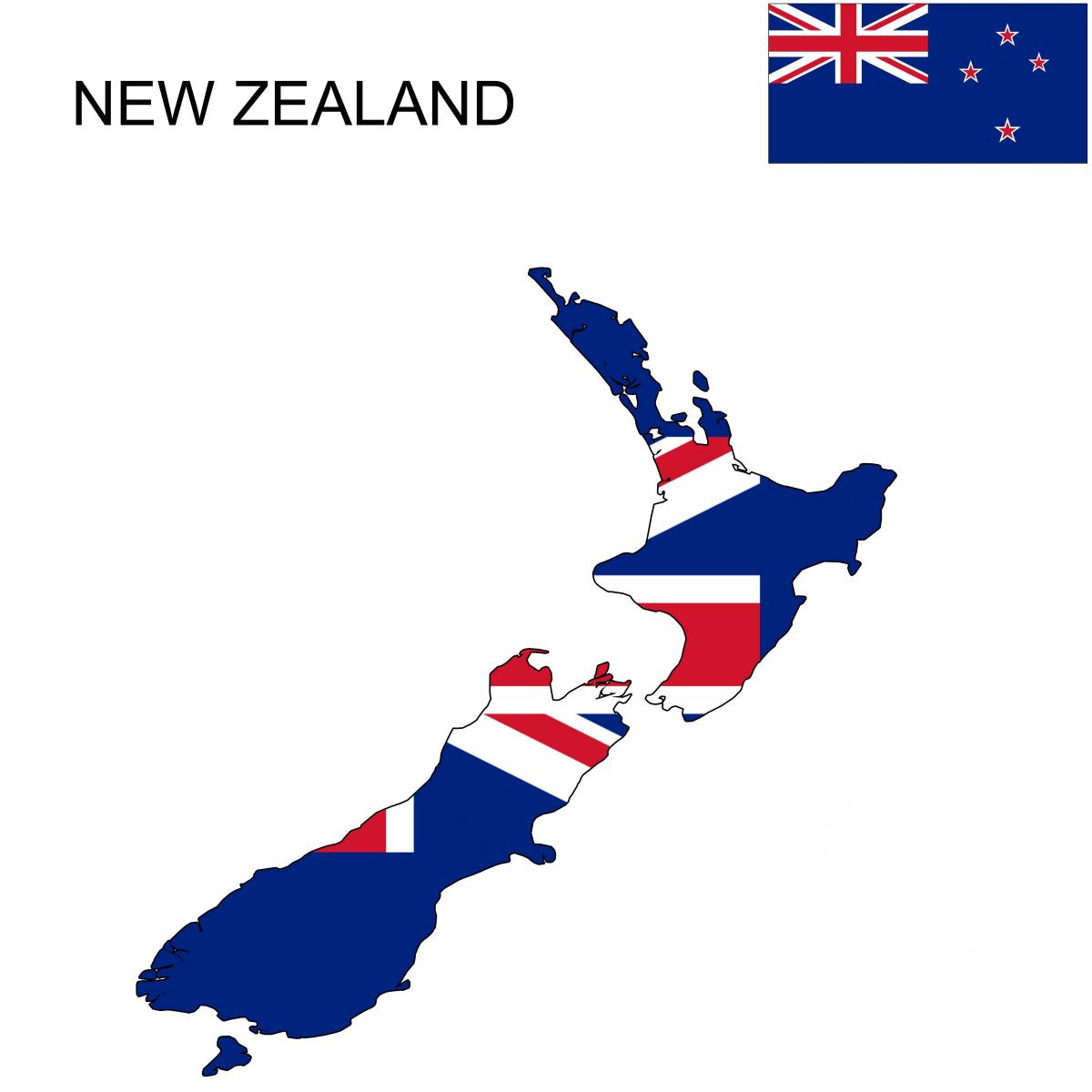 Kaart van nieuw-zeeland en vlag
