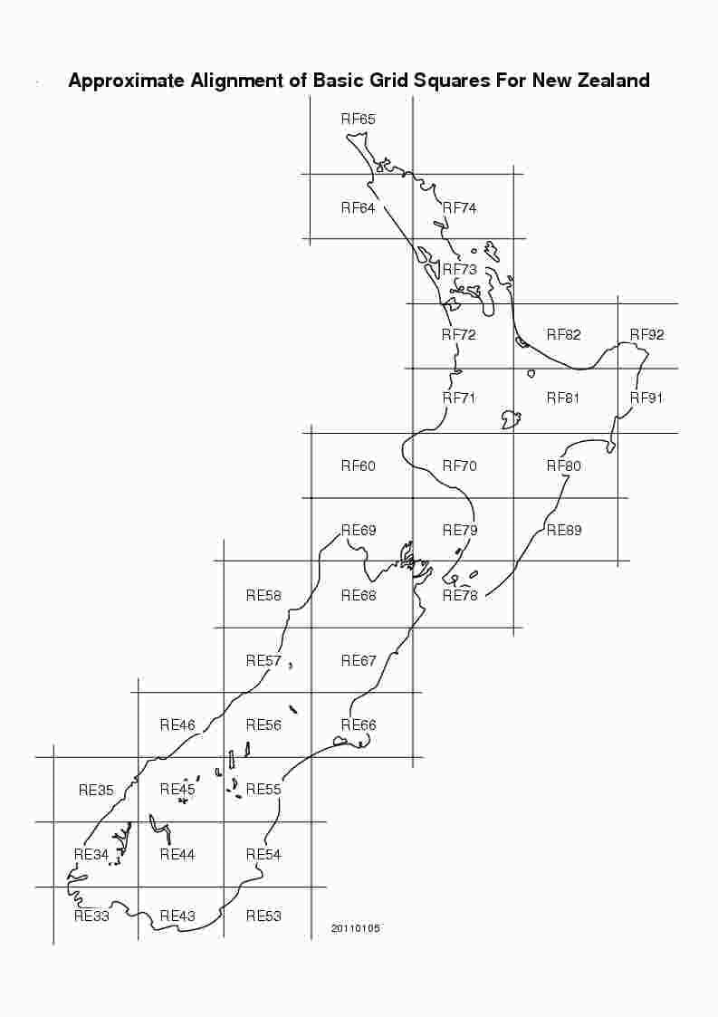 Kaart van nieuw-zeeland grid
