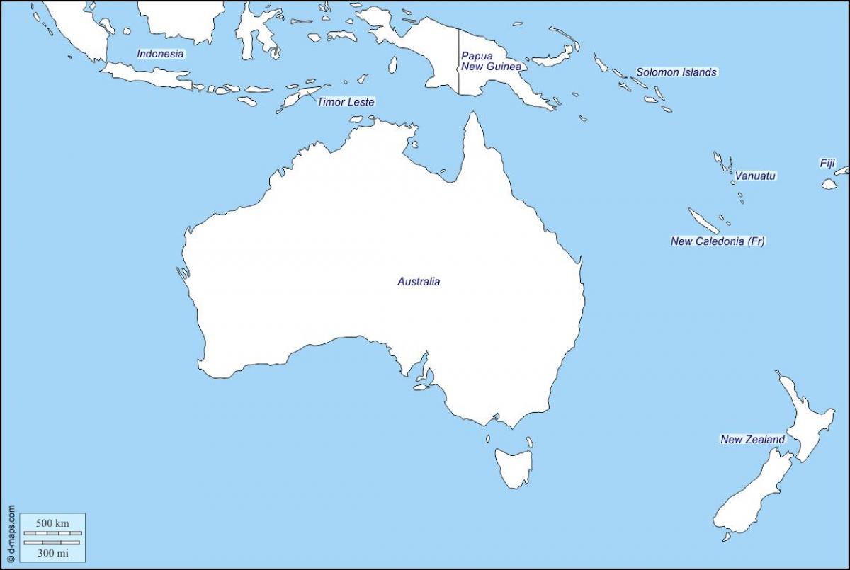 schematische kaart van australië en nieuw-zeeland