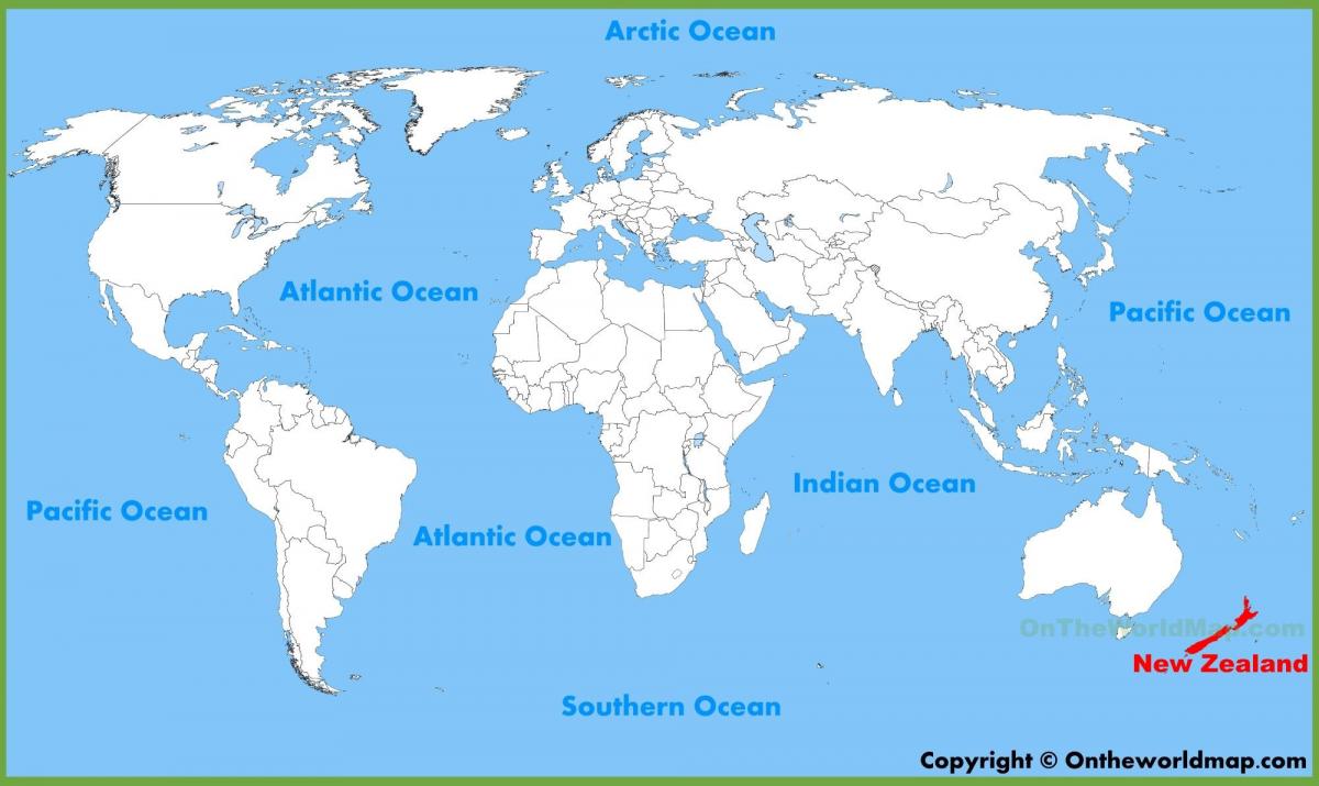 nieuw-zeeland locatie op de kaart van de wereld