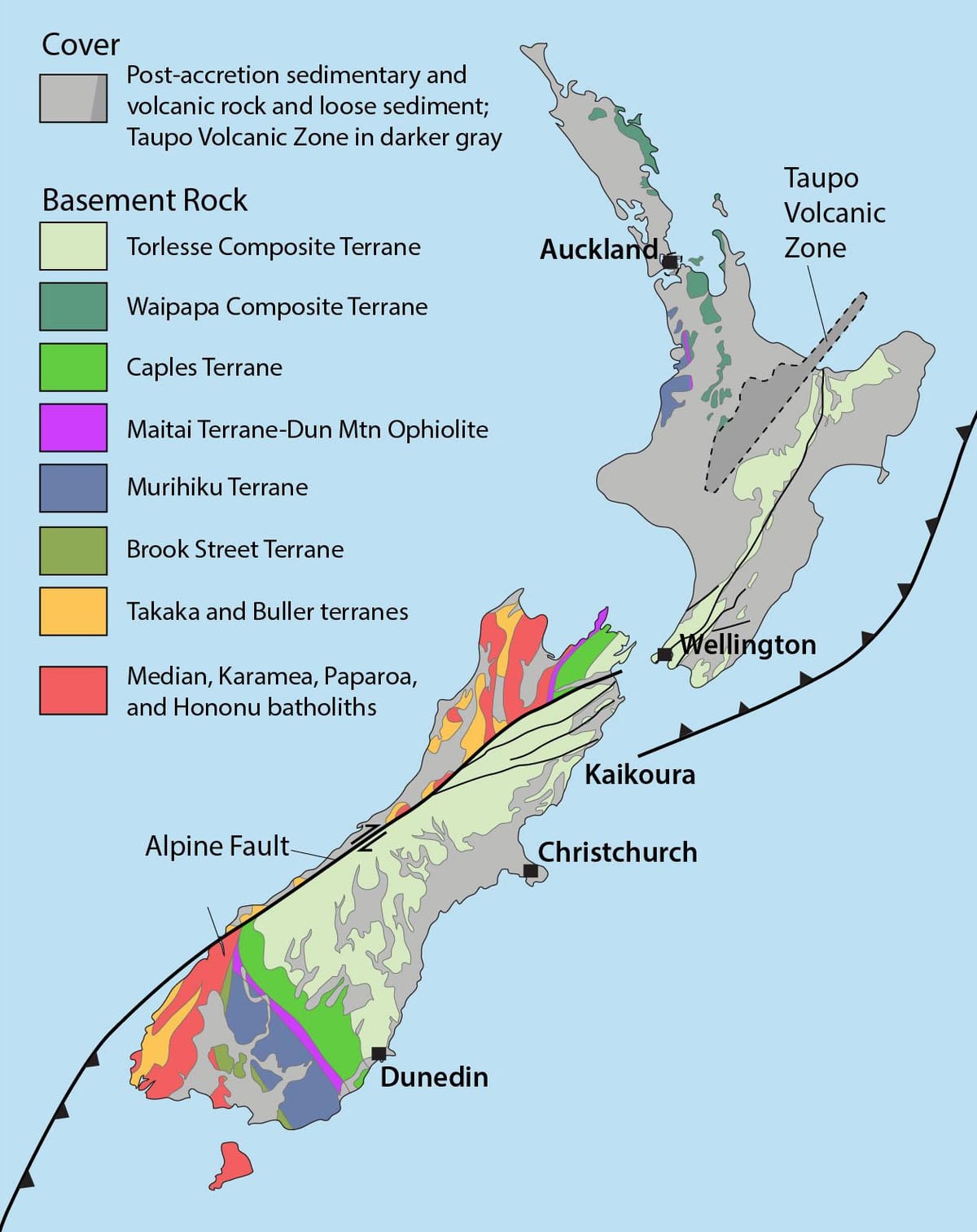 Kaart van nieuw-zeeland natuurlijke hulpbronnen