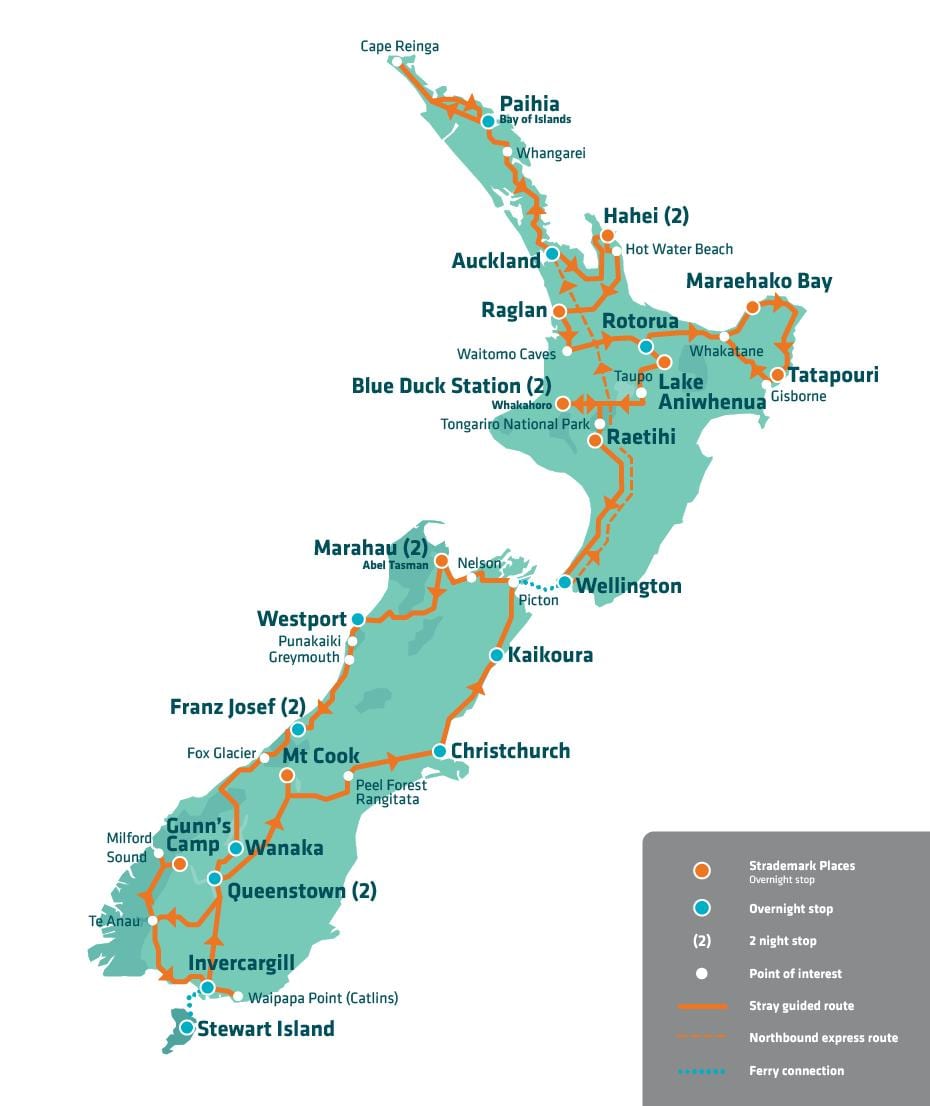 nieuw-zeeland attractie kaart