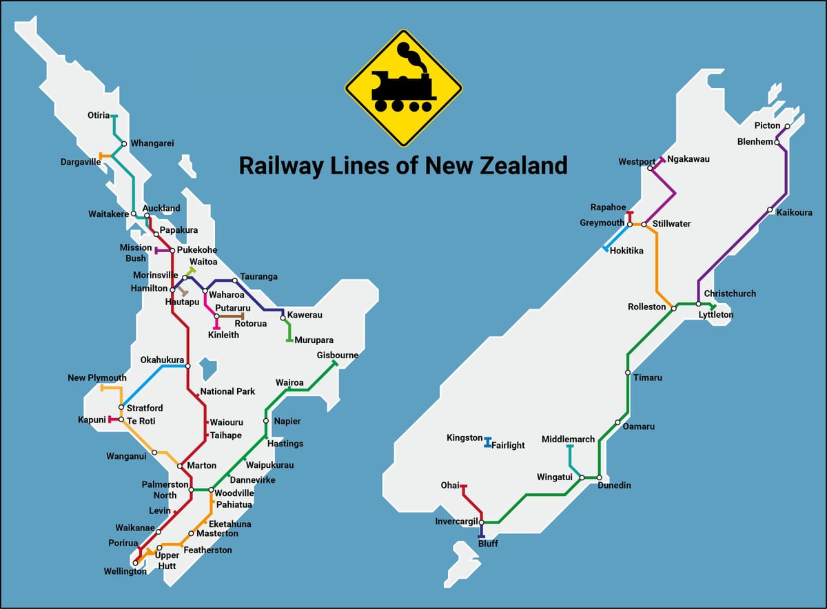 new zealand rail netwerk kaart