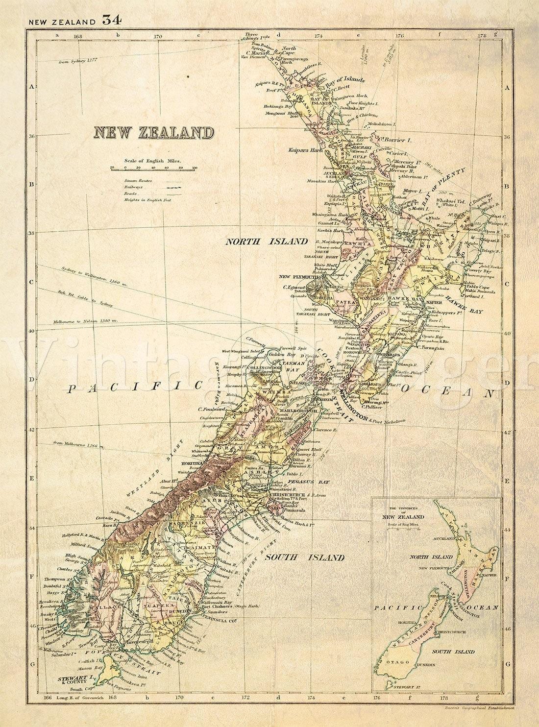 Kaart van het oude nieuw-zeeland