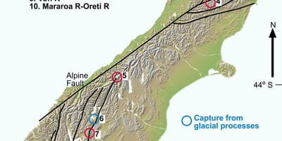 Kaart van de kloof rivier van nieuw-zeeland