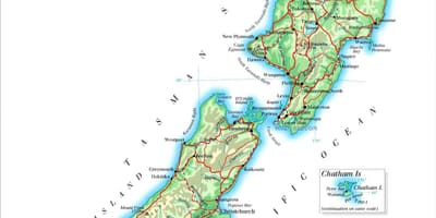 Nieuw-zeeland bergketens kaart