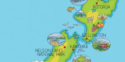 Nieuw-zeeland kaart cartoon