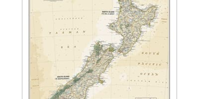National geographic nieuw-zeeland kaart