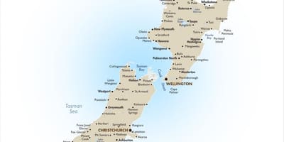 Toeristische kaart van nieuw zeeland noord eiland