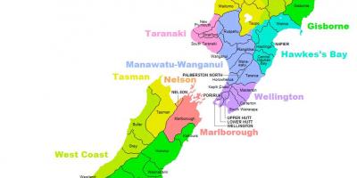 Nieuw-zeeland district kaart