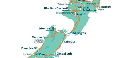 Nieuw-zeeland attractie kaart
