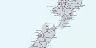 Kaart van nieuw-zeeland route 