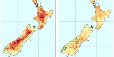 Kaart van nieuw-zeeland temperatuur