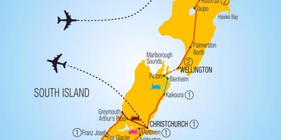Kaart van nieuw-zeeland trein