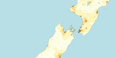 Nieuw-zeeland bevolkingsdichtheid kaart