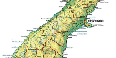 Kaart van zuidelijke alpen van nieuw-zeeland